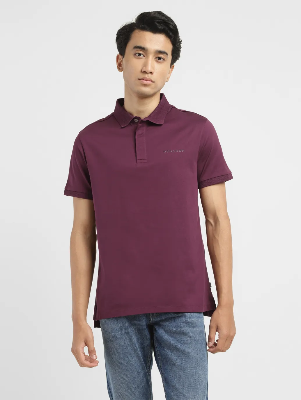 Men's Redloop Solid Slim Fit Polo T-shirt - Image 2