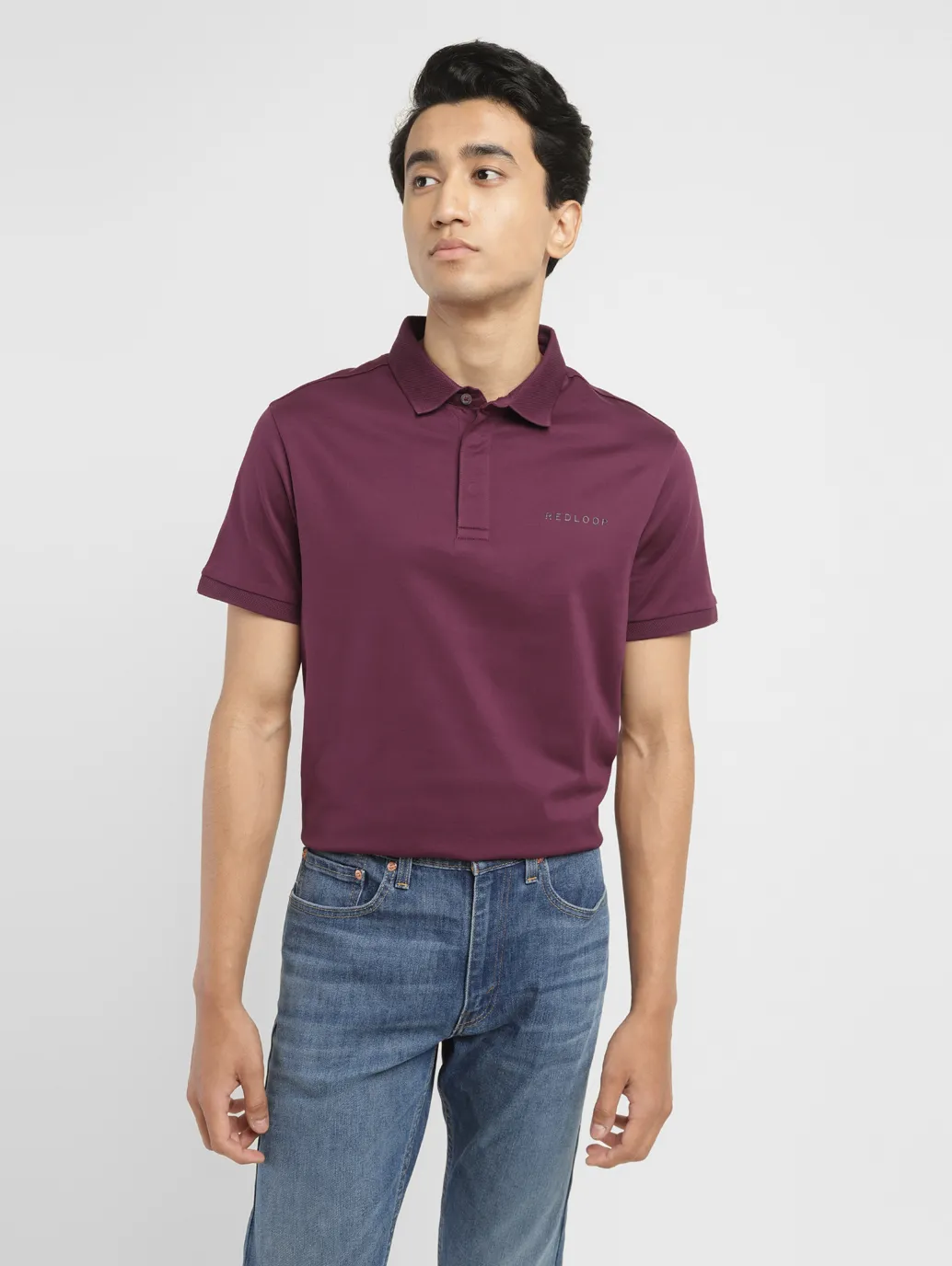 Men's Redloop Solid Slim Fit Polo T-shirt - Image 6