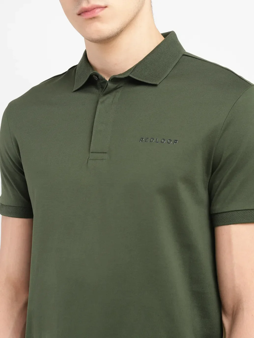 Men's Redloop Solid Slim Fit Polo T-shirt - Image 5