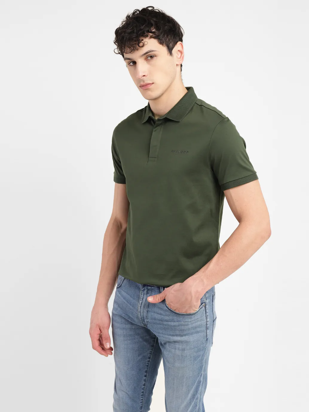 Men's Redloop Solid Slim Fit Polo T-shirt - Image 6