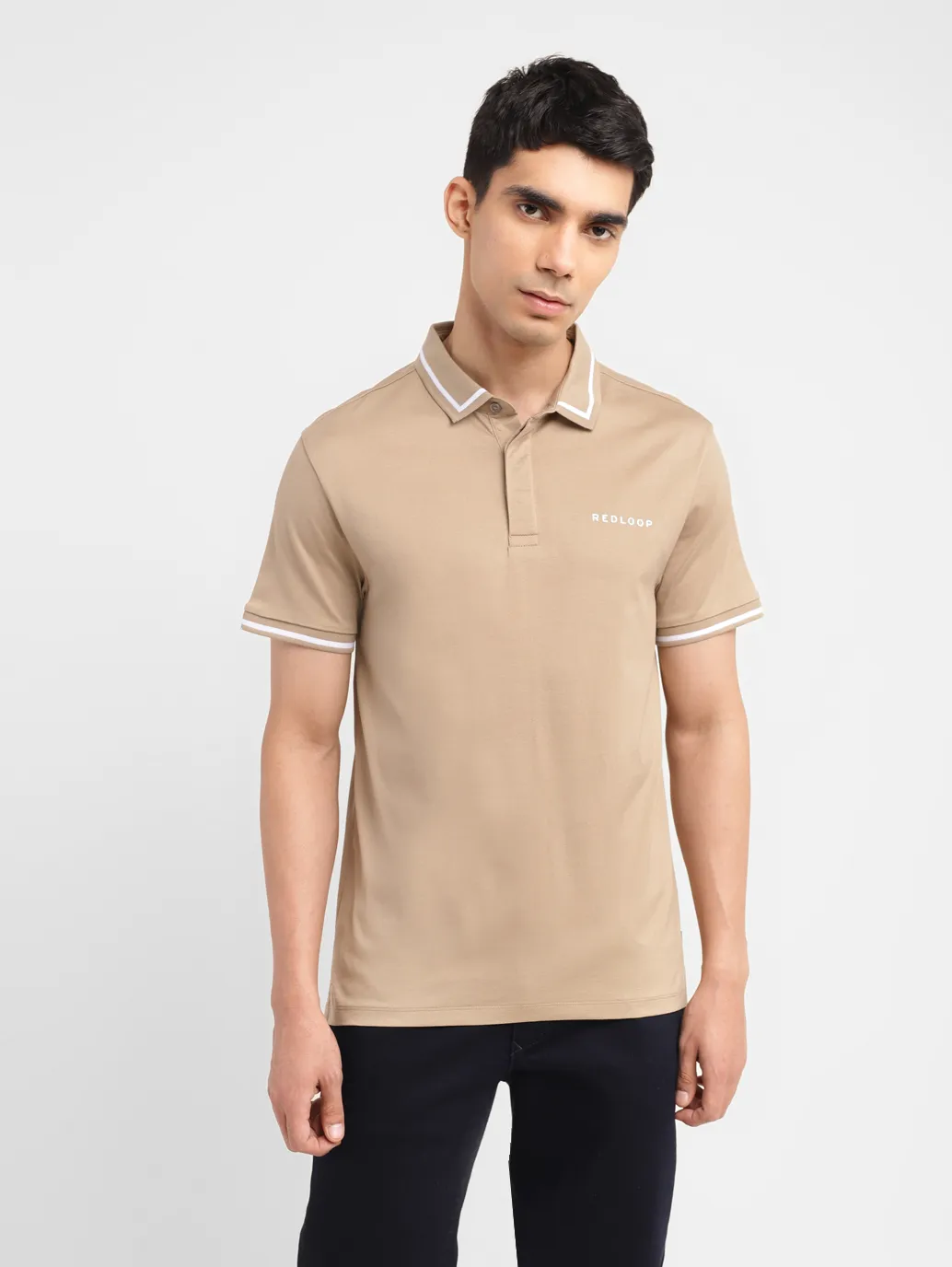 Men's Redloop Solid Slim Fit Polo T-shirt - Image 2