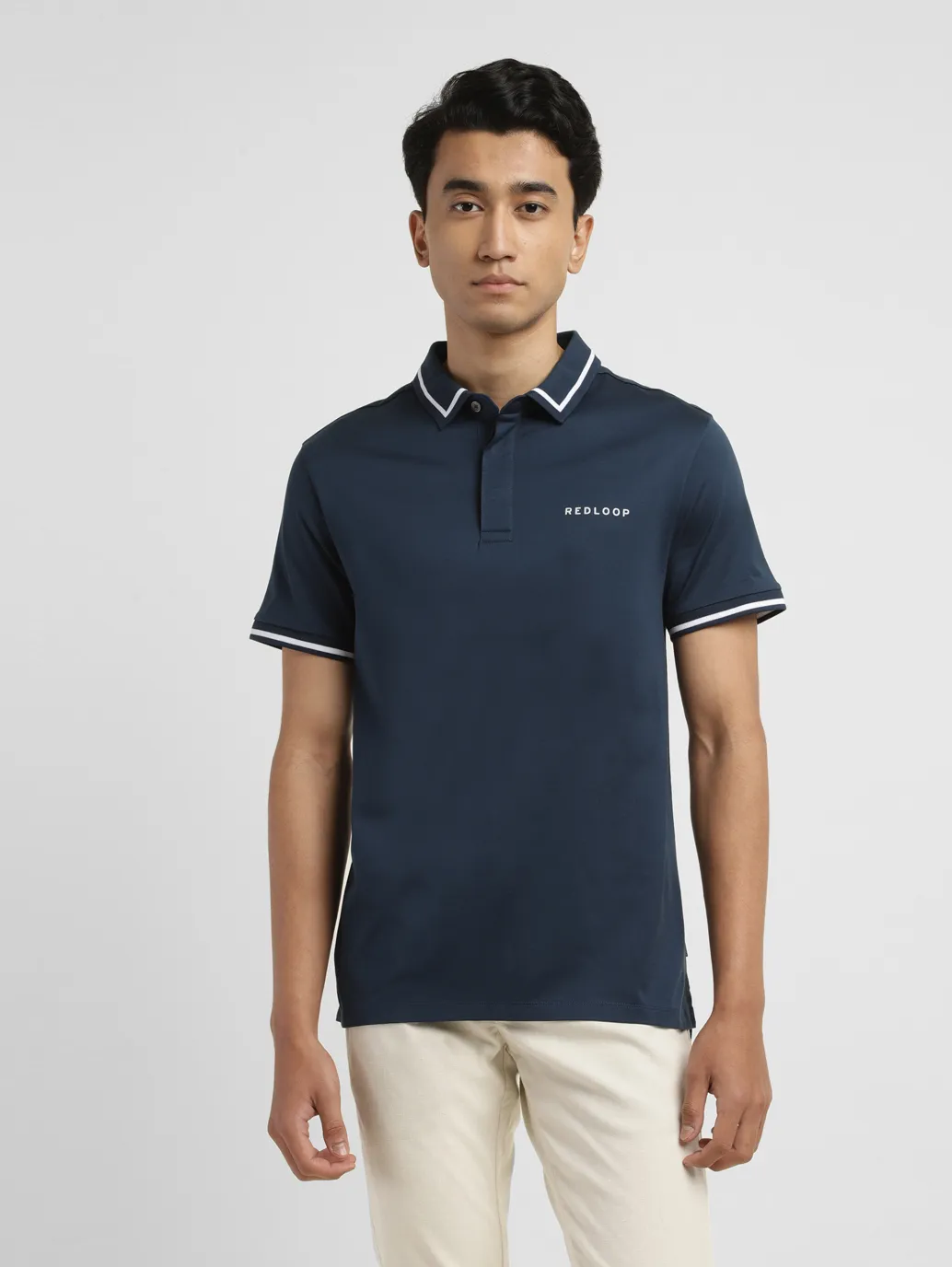 Men's Redloop Solid Slim Fit Polo T-shirt - Image 2