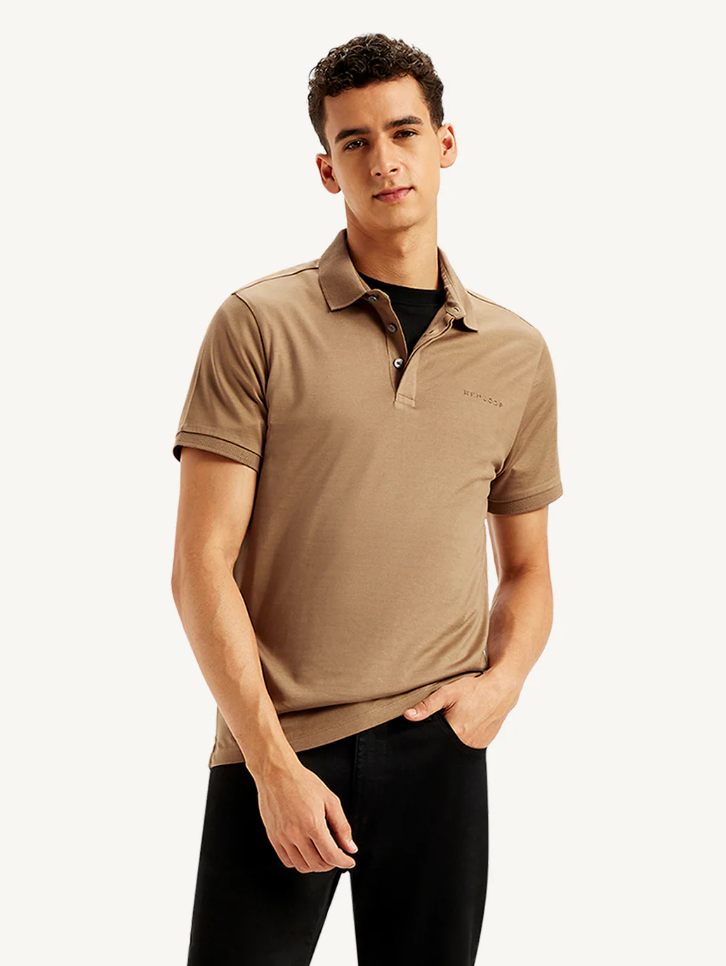 Men's Redloop Solid Slim Fit Polo T-Shirt - Image 2