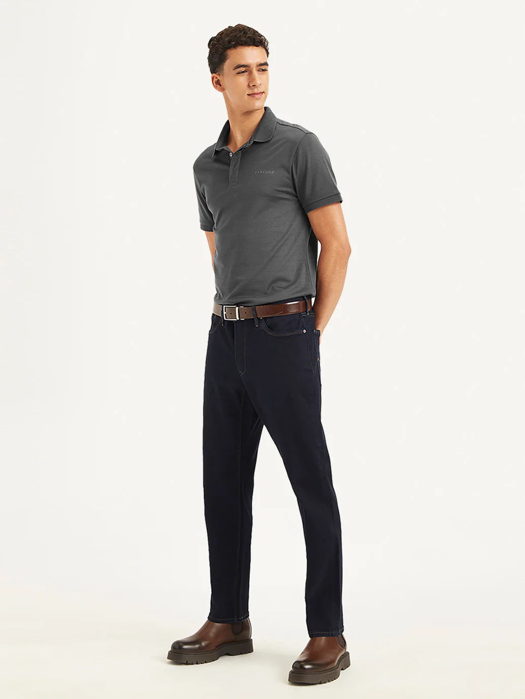 Men's Redloop Solid Slim Fit Polo T-Shirt - Image 2