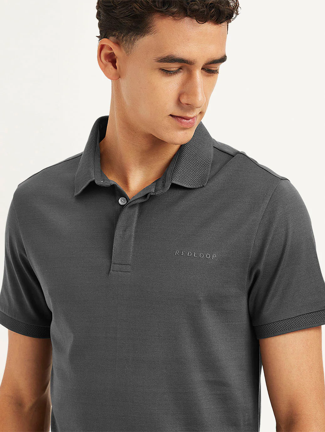Men's Redloop Solid Slim Fit Polo T-Shirt - Image 3
