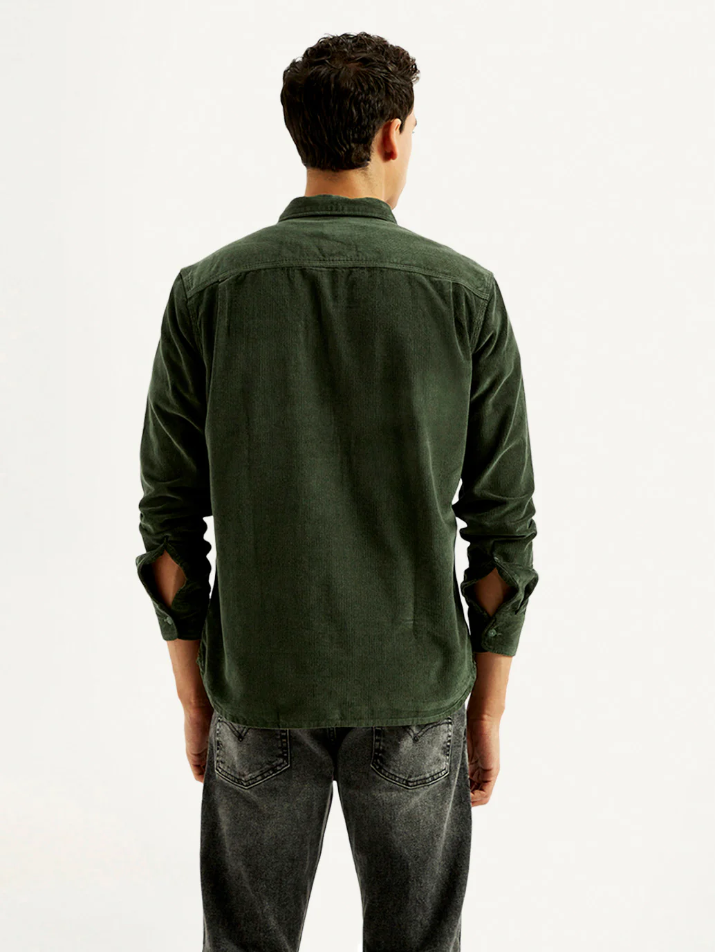 Men's Solid Slim Fit Corduroy Shirt - Image 3