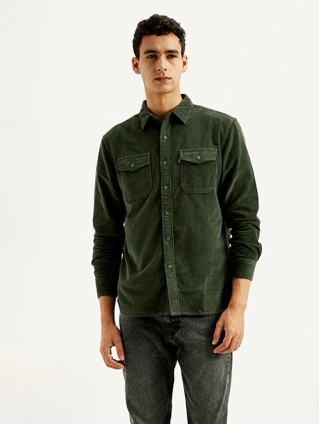 Men's Solid Slim Fit Corduroy Shirt - Image 4