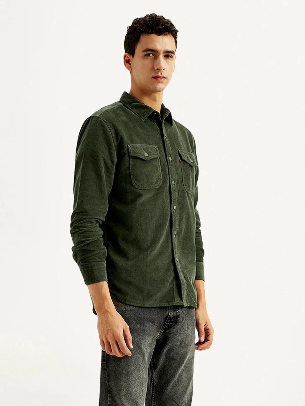 Men's Solid Slim Fit Corduroy Shirt - Image 6