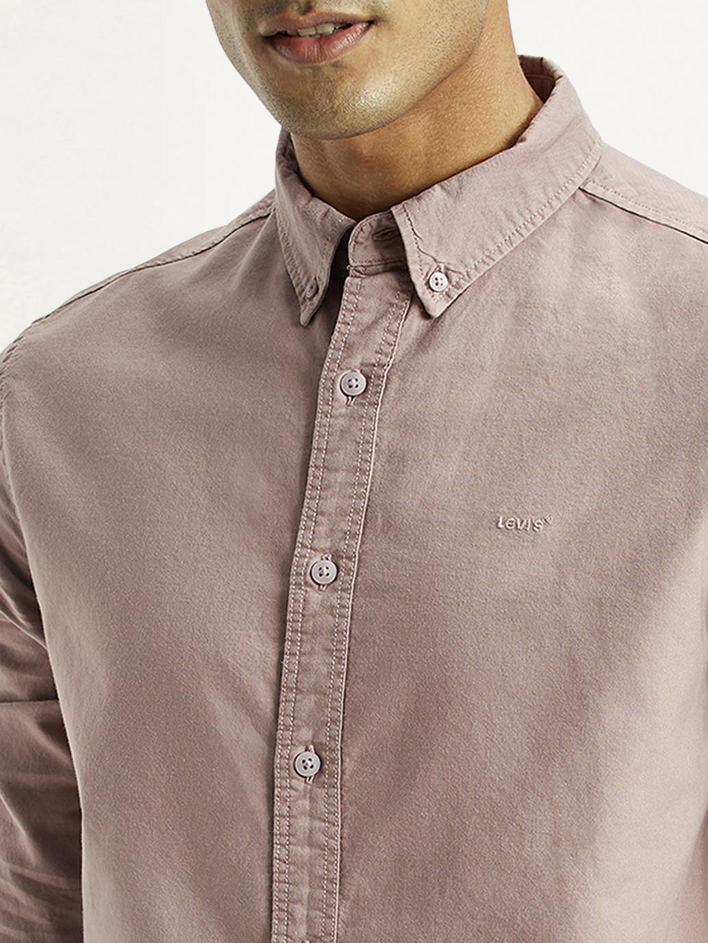 Men's Solid Overdyed Slim Fit Oxford Shirt - Image 3
