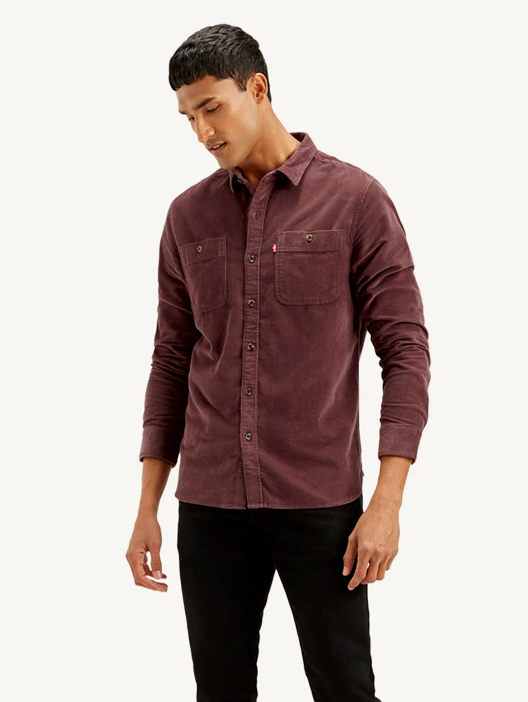 Men's Solid Slim Fit Corduroy Shirt - Image 2