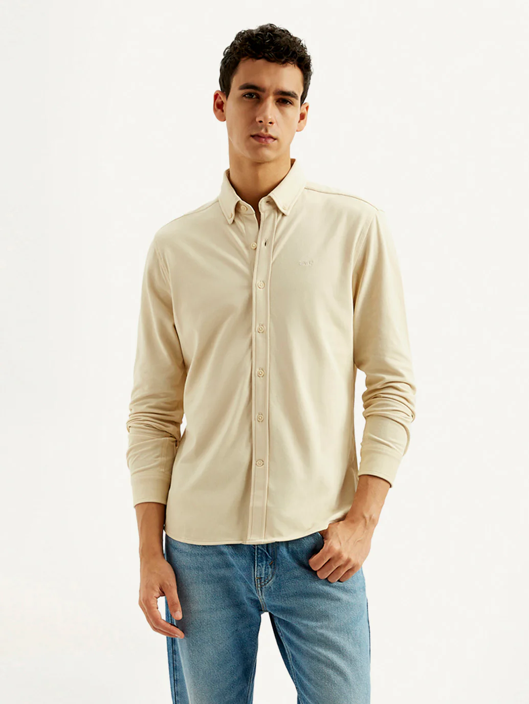 Men's Solid Slim Fit Knit Shirt