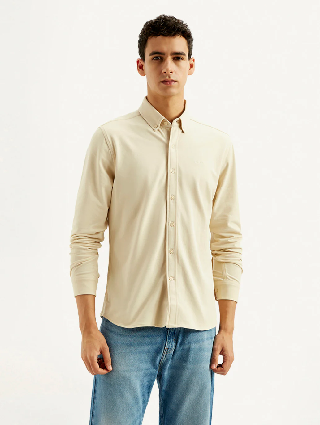 Men's Solid Slim Fit Knit Shirt - Image 2