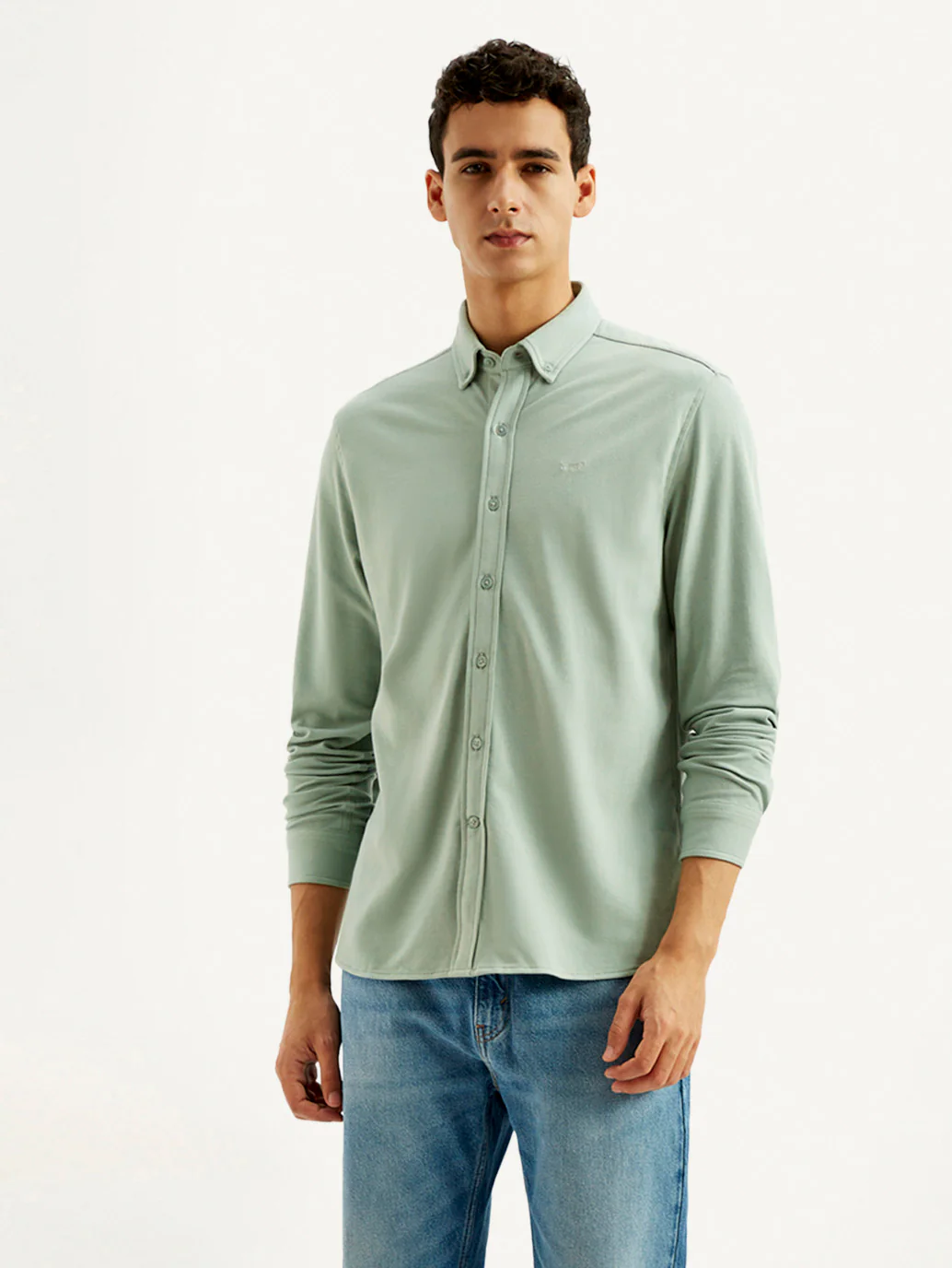 Men's Solid Slim Fit Knit Shirt - Image 2