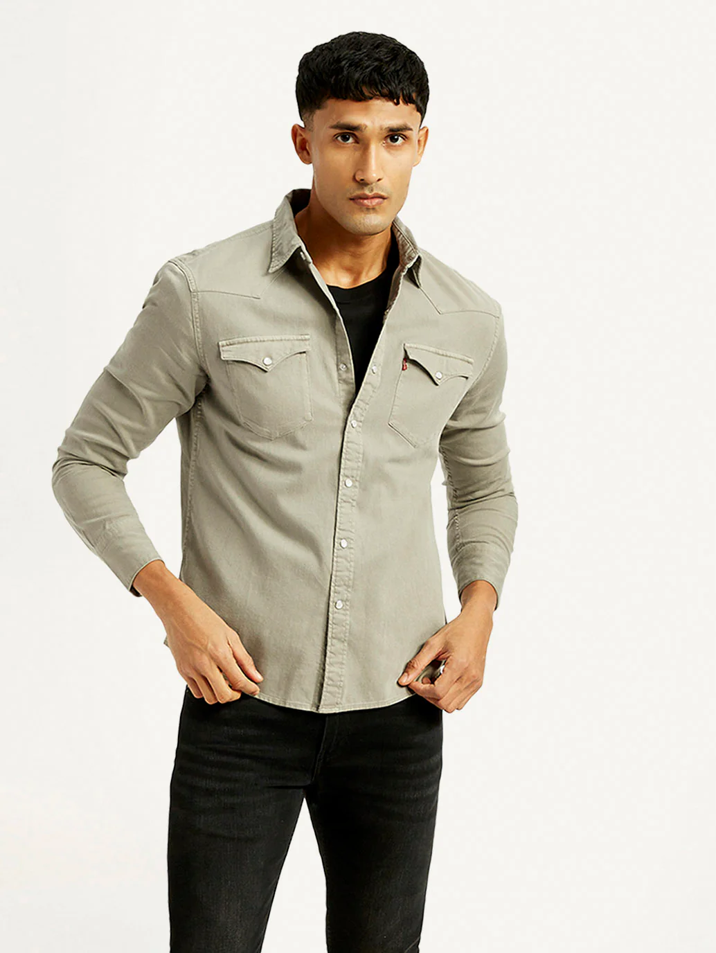 Men's Solid Overdyed Slim Fit Shirt - Image 2