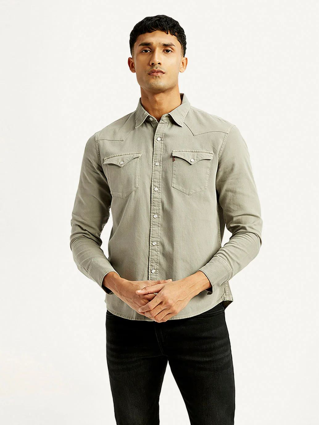Men's Solid Overdyed Slim Fit Shirt - Image 3