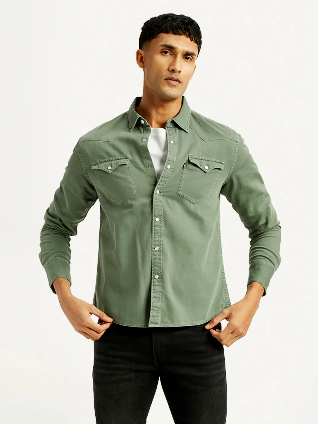 Men's Solid Overdyed Slim Fit Shirt - Image 2