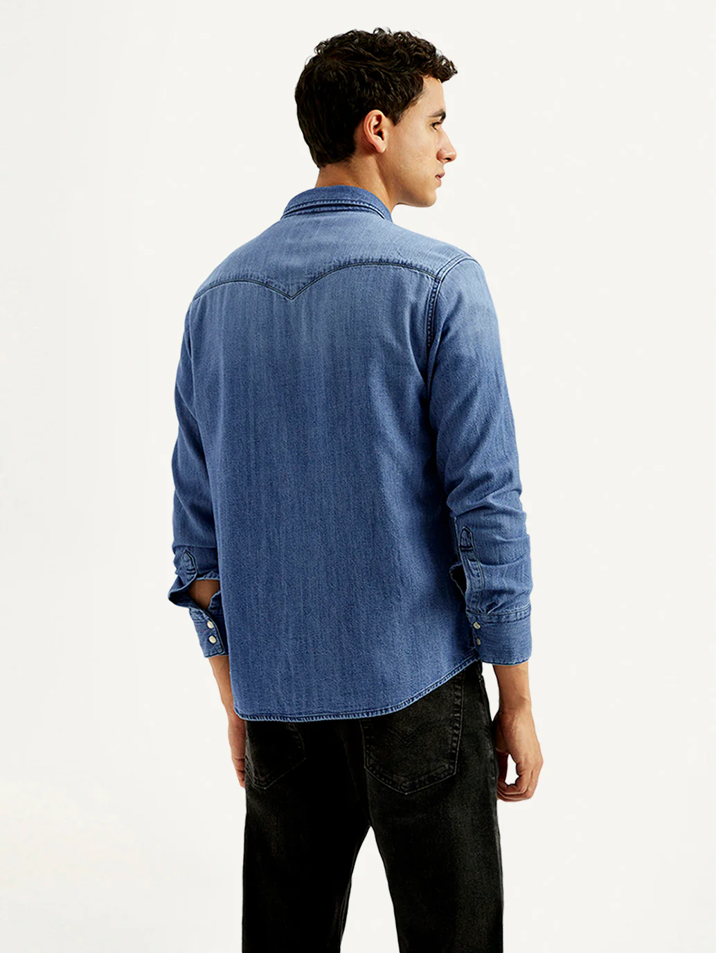 Men's Solid Slim Fit Denim Shirt - Image 2