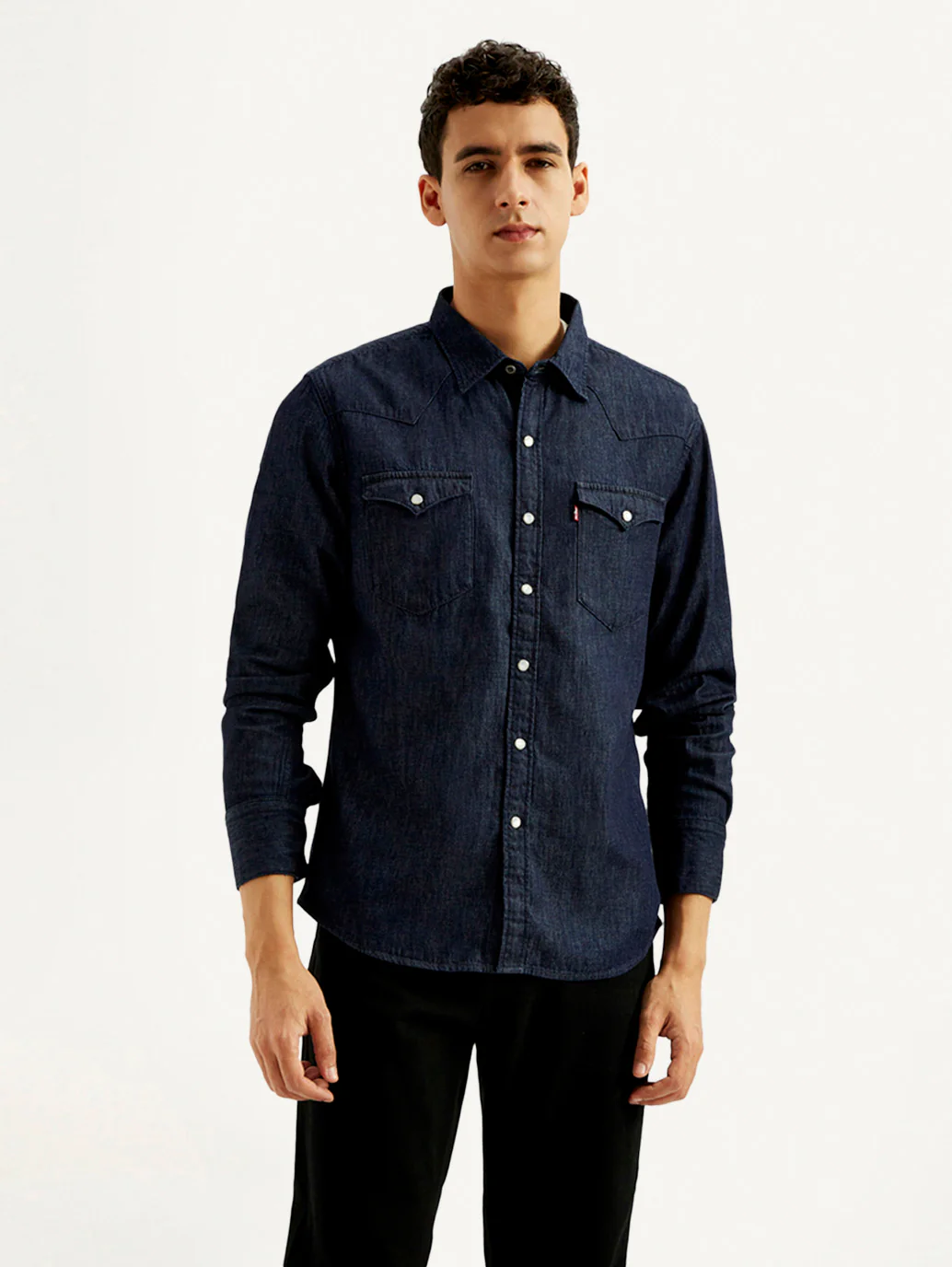 Men's Solid Slim Fit Denim Shirt - Image 2
