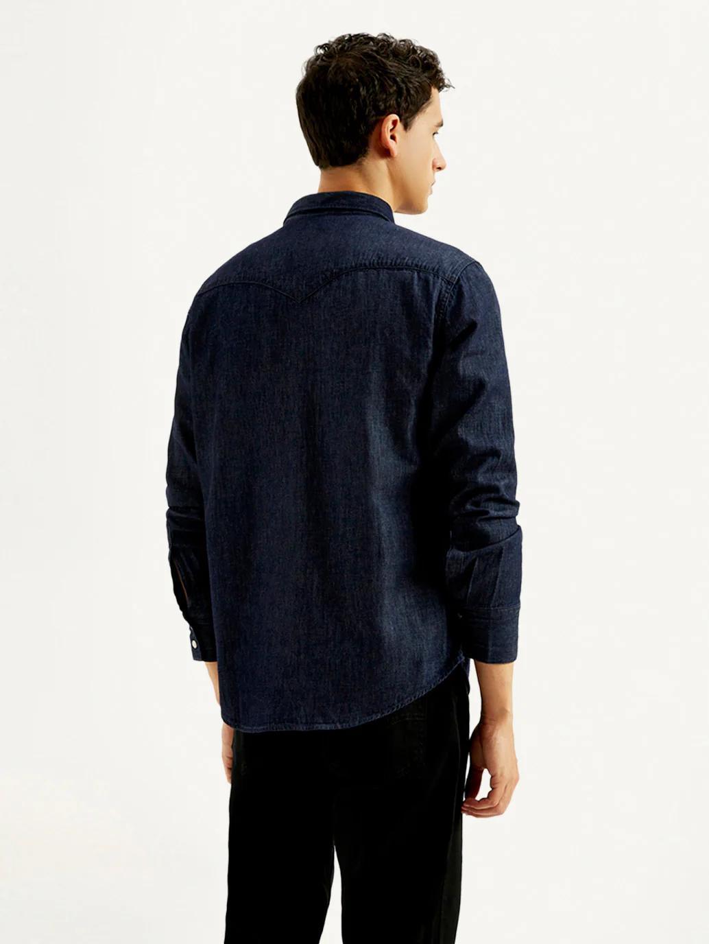 Men's Solid Slim Fit Denim Shirt - Image 3