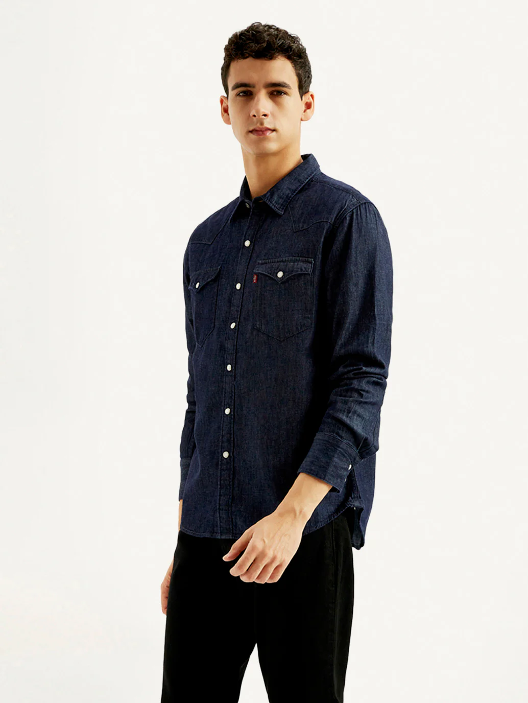 Men's Solid Slim Fit Denim Shirt - Image 5