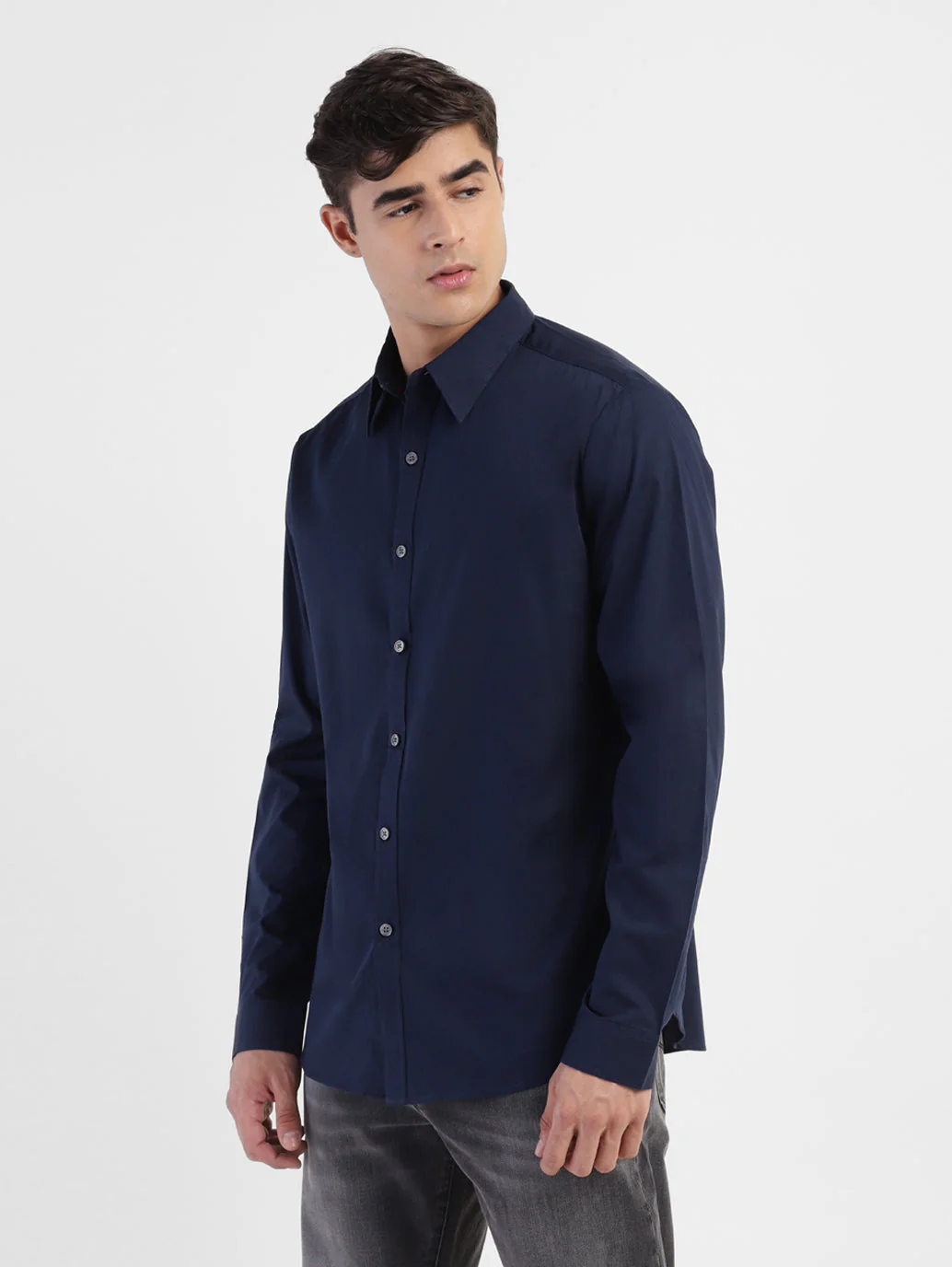 Men's Solid Spread Collar Shirt - Image 4