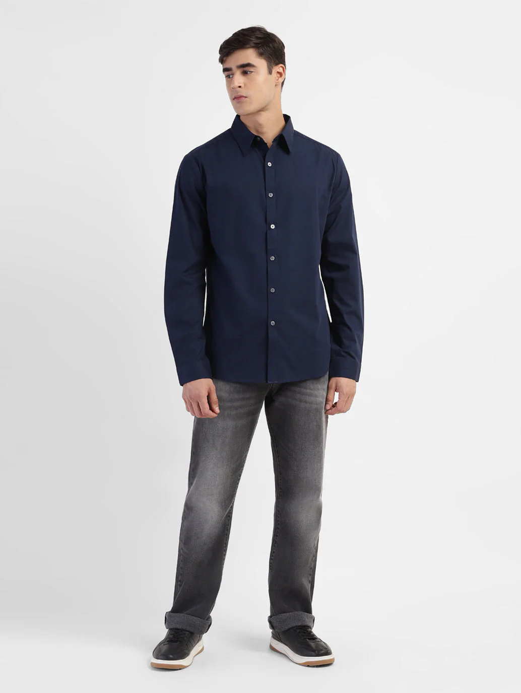 Men's Solid Spread Collar Shirt - Image 5