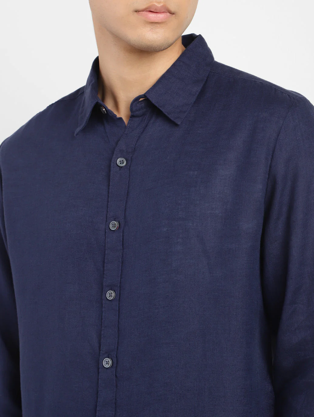 Men's Solid Regular Fit Linen Shirt - Image 5
