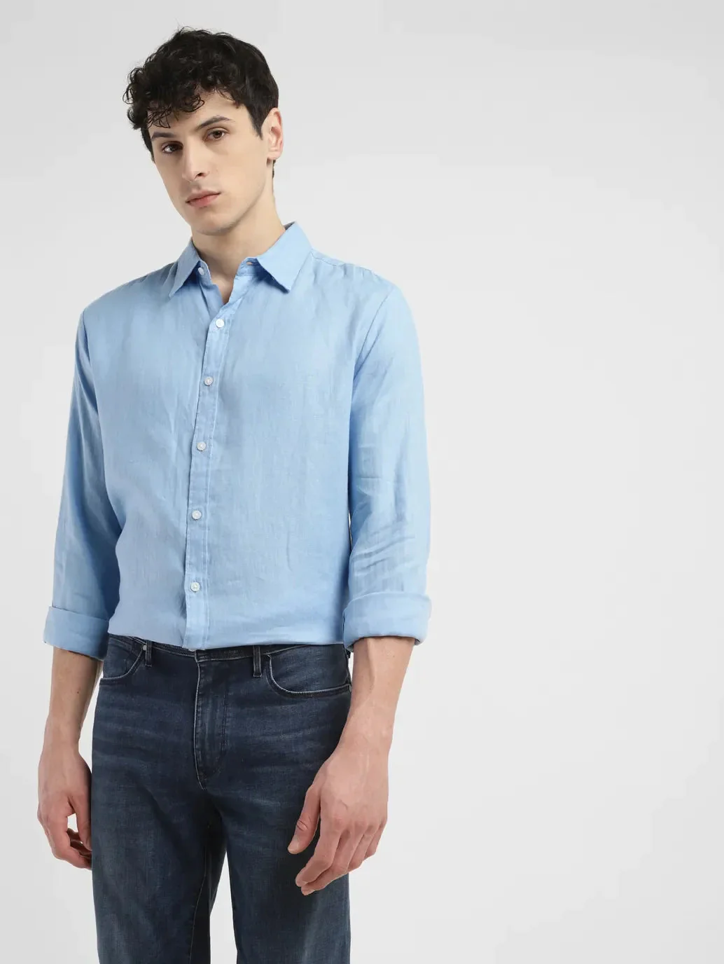 Men's Solid Slim Fit Linen Shirt