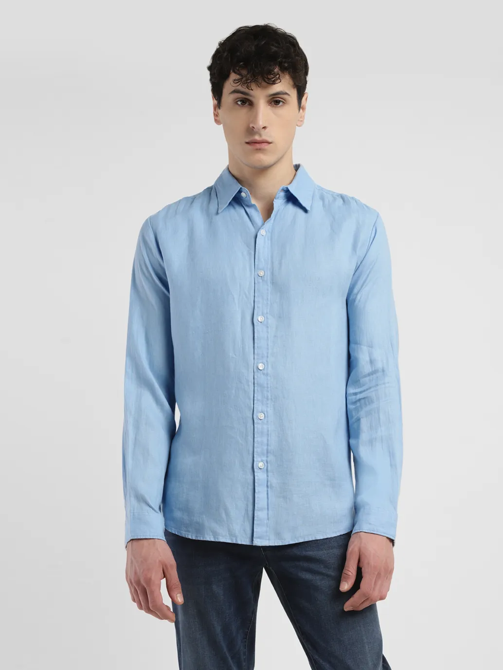 Men's Solid Slim Fit Linen Shirt - Image 2