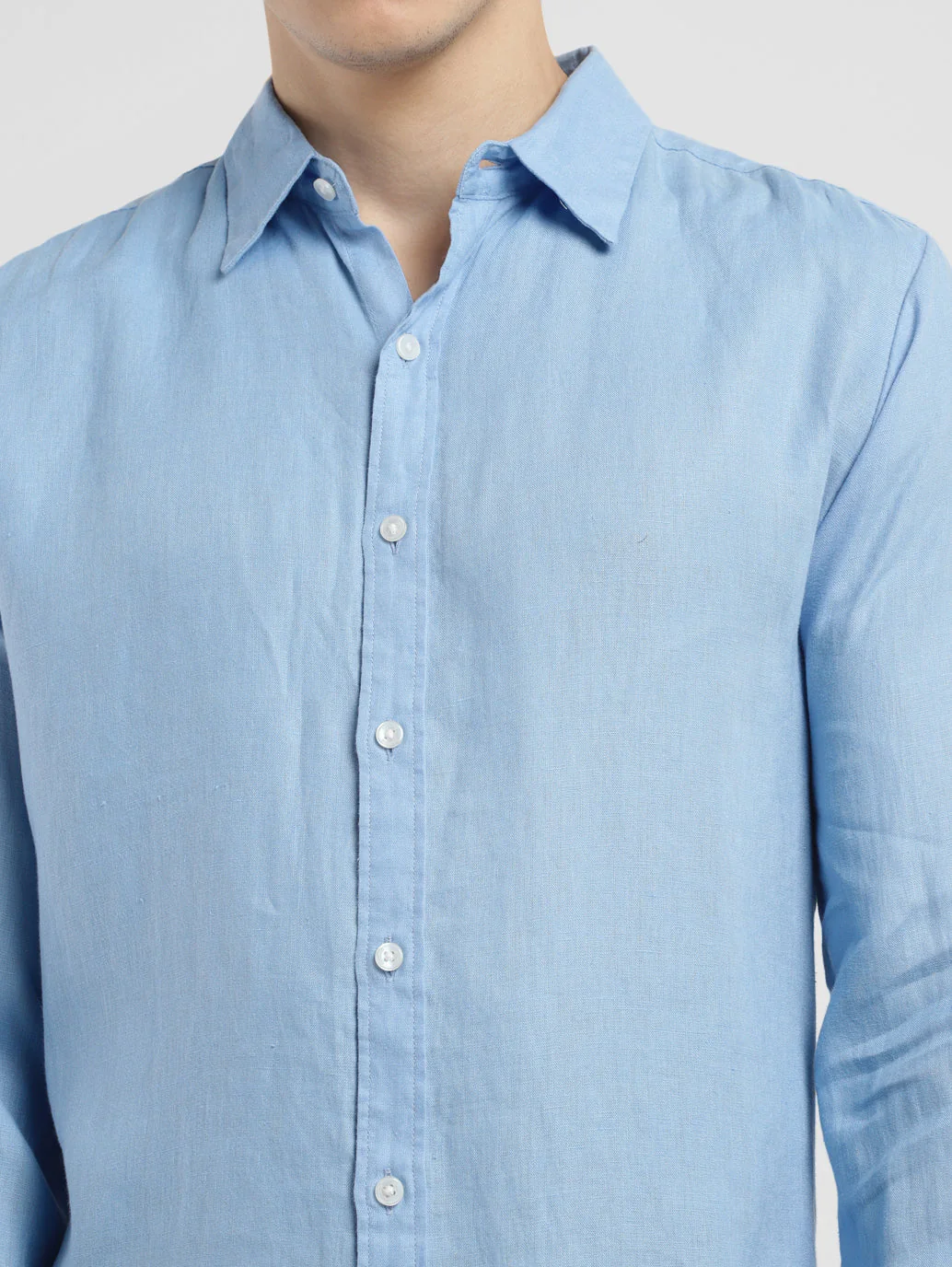Men's Solid Slim Fit Linen Shirt - Image 4