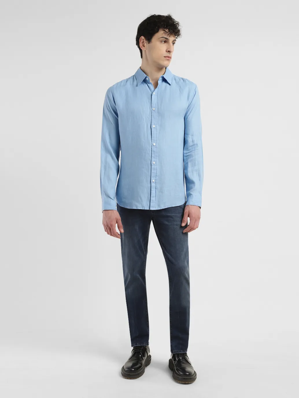 Men's Solid Slim Fit Linen Shirt - Image 6