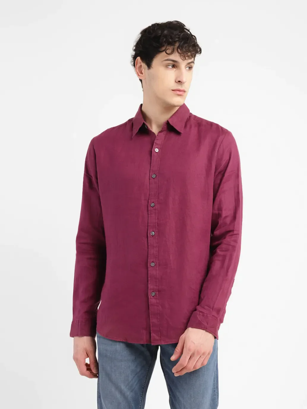 Men's Solid Slim Fit Linen Shirt - Image 2