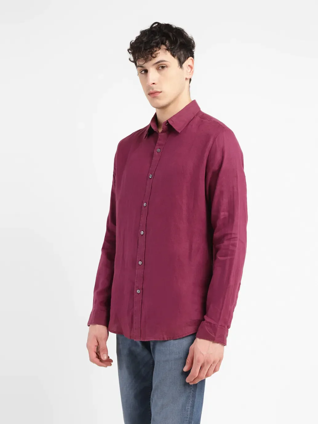 Men's Solid Slim Fit Linen Shirt - Image 4