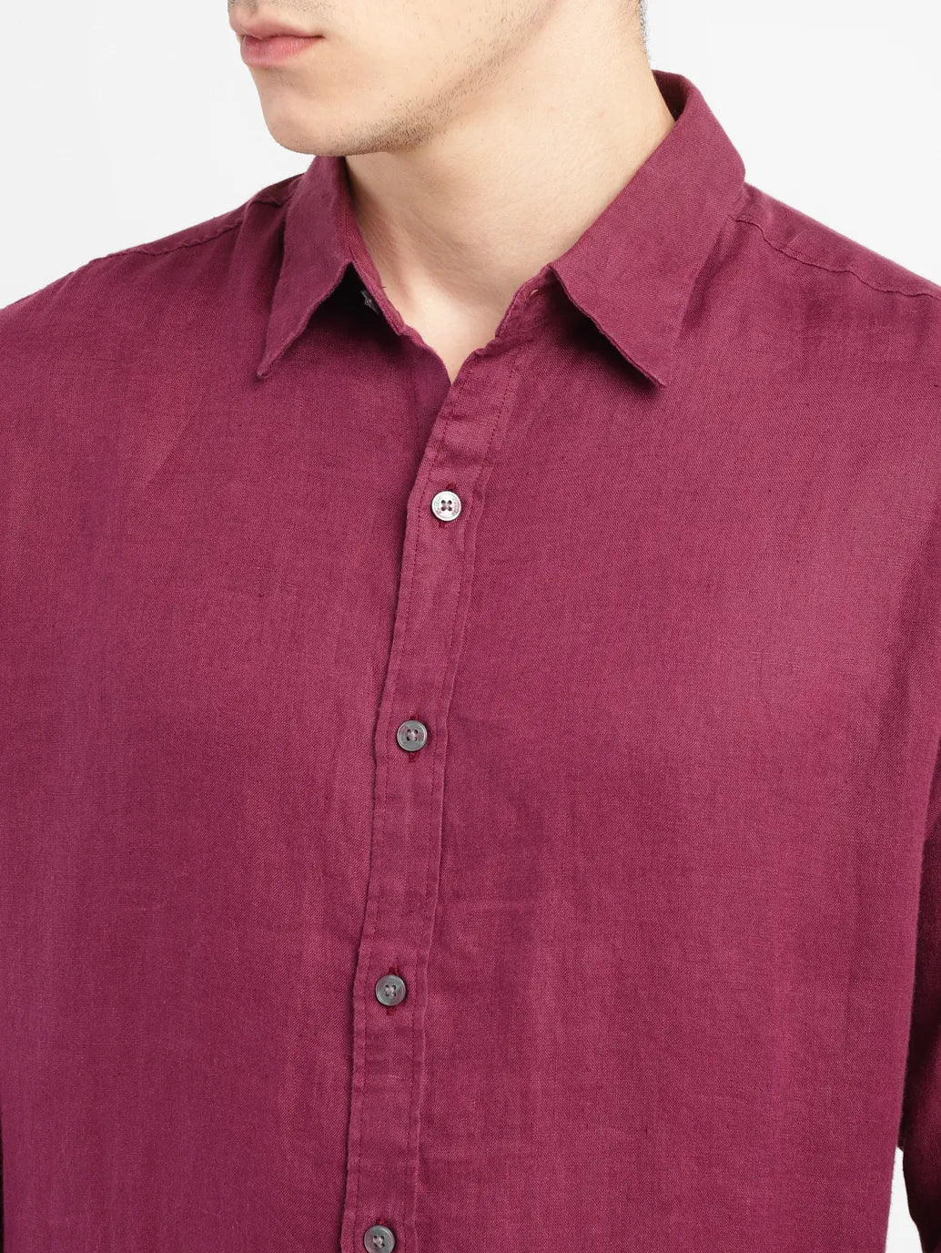 Men's Solid Slim Fit Linen Shirt - Image 5