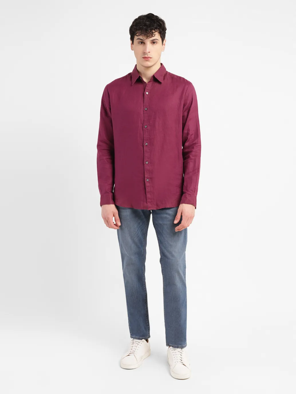 Men's Solid Slim Fit Linen Shirt - Image 6