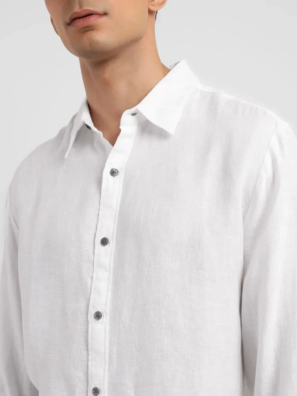Men's Solid Slim Fit Linen Shirt - Image 5
