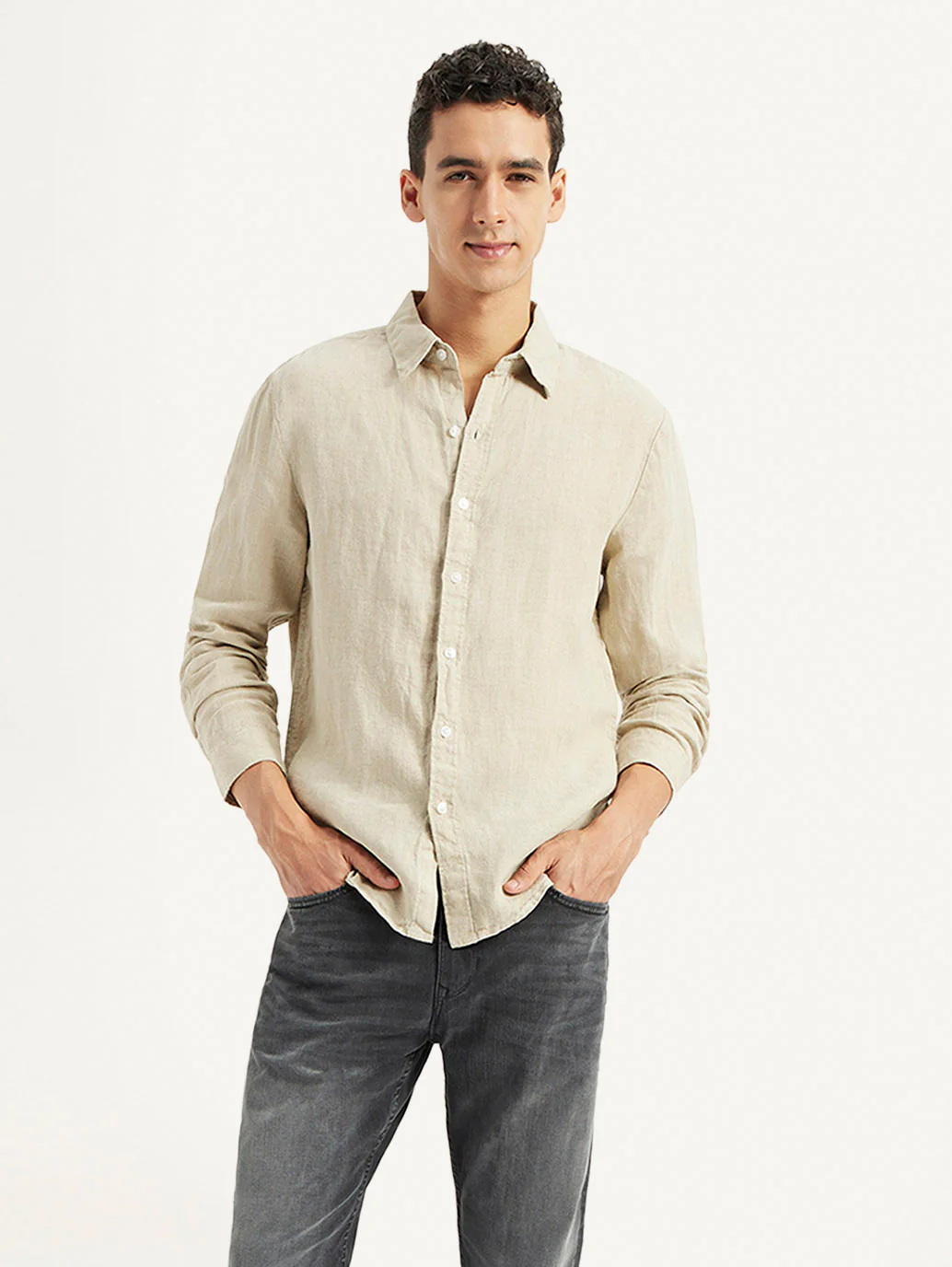 Men's Redloop Solid Slim Fit Linen Shirt