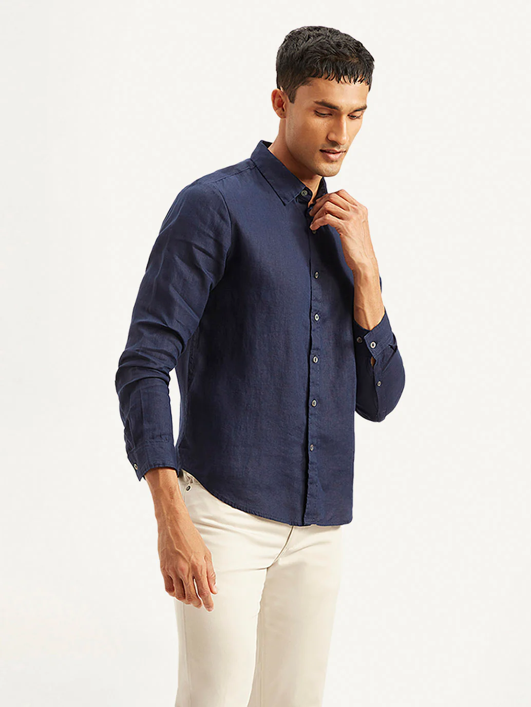 Men's Redloop Solid Slim Fit Linen Shirt - Image 4