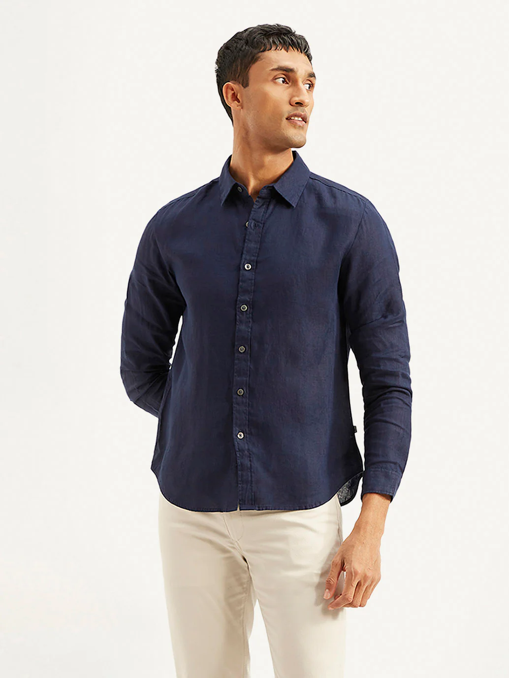 Men's Redloop Solid Slim Fit Linen Shirt - Image 5