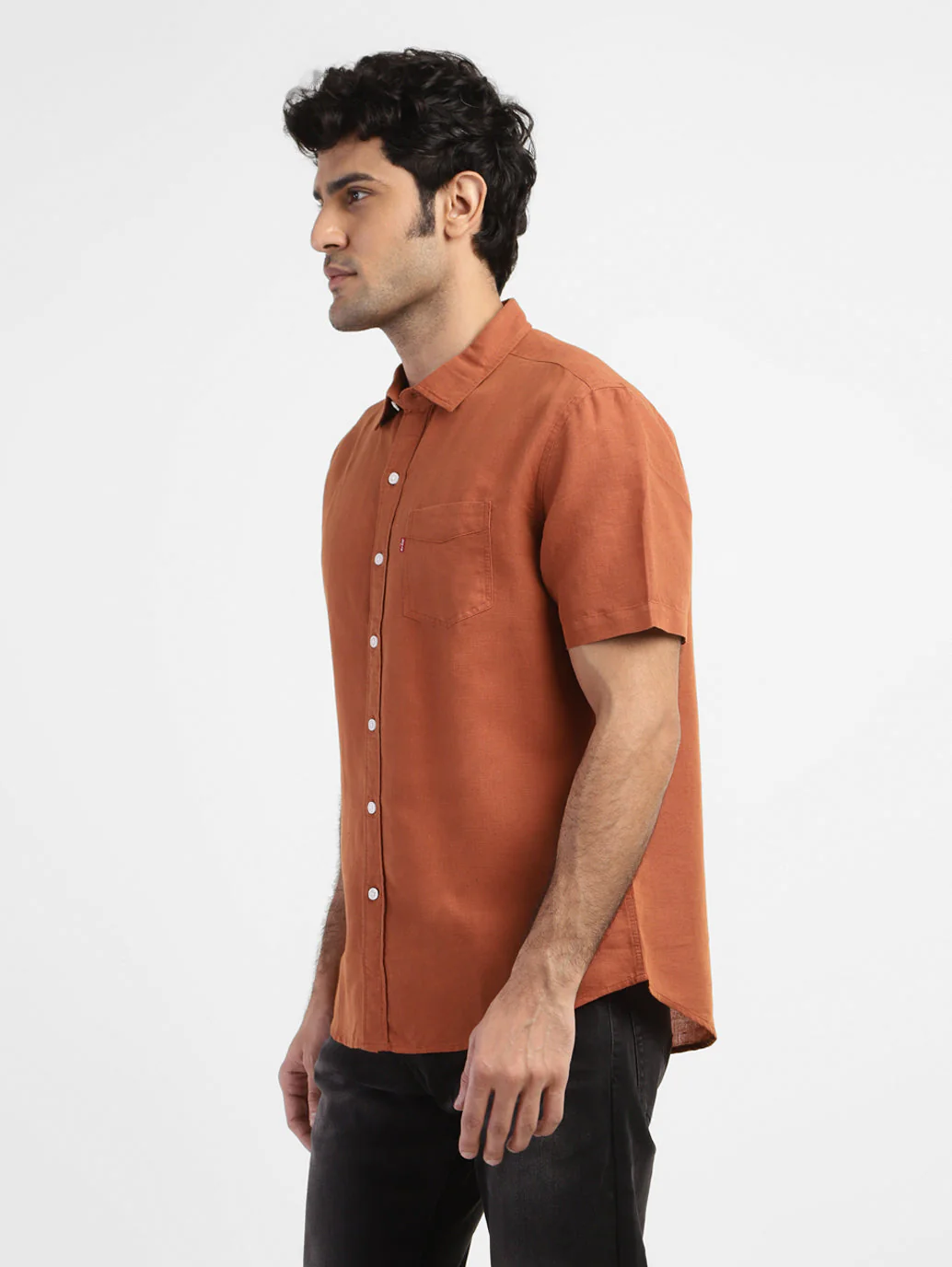 Men's Solid Slim Fit Linen Shirt - Image 4