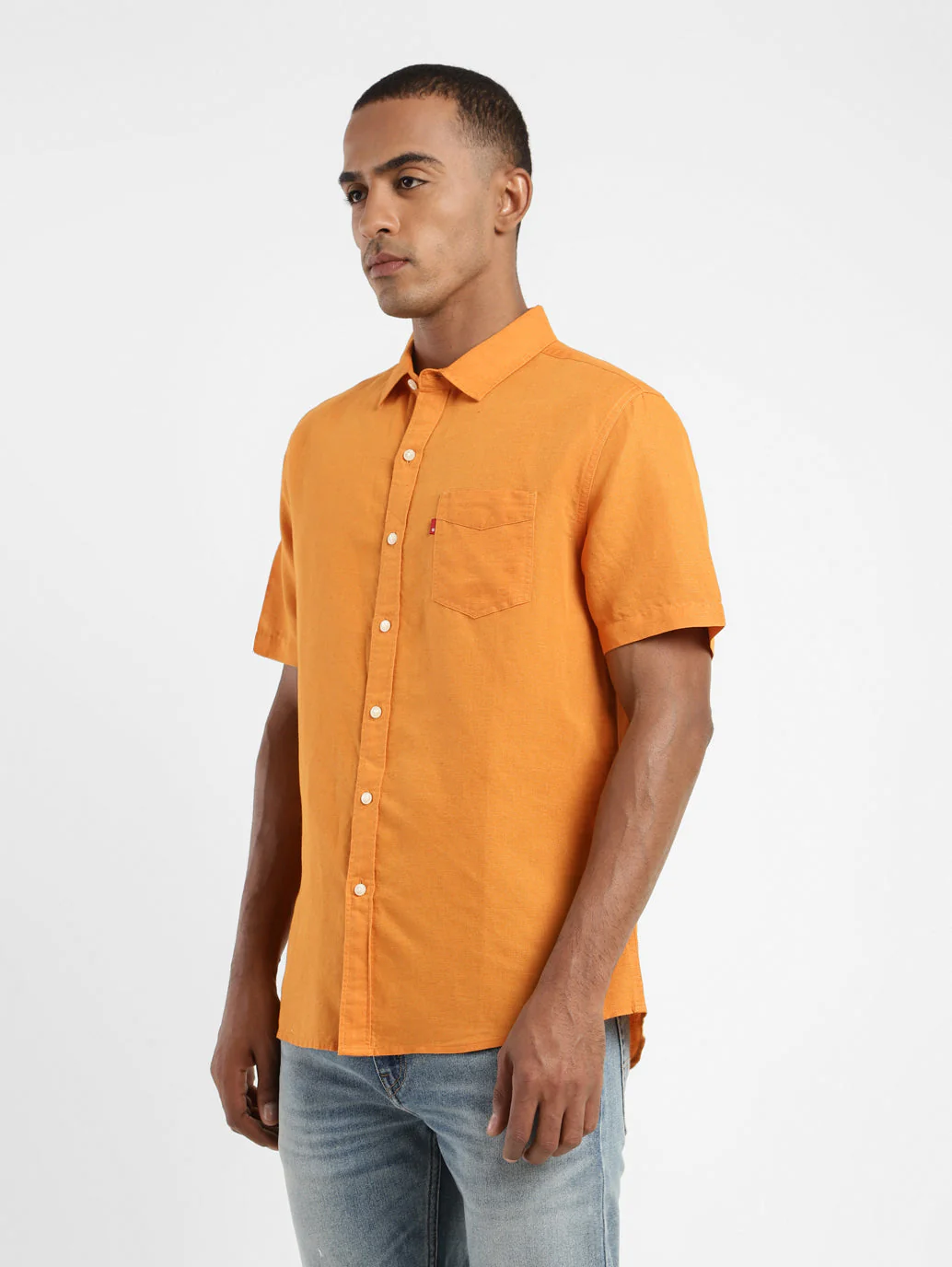 Men's Solid Spread Collar Linen Shirt - Image 4