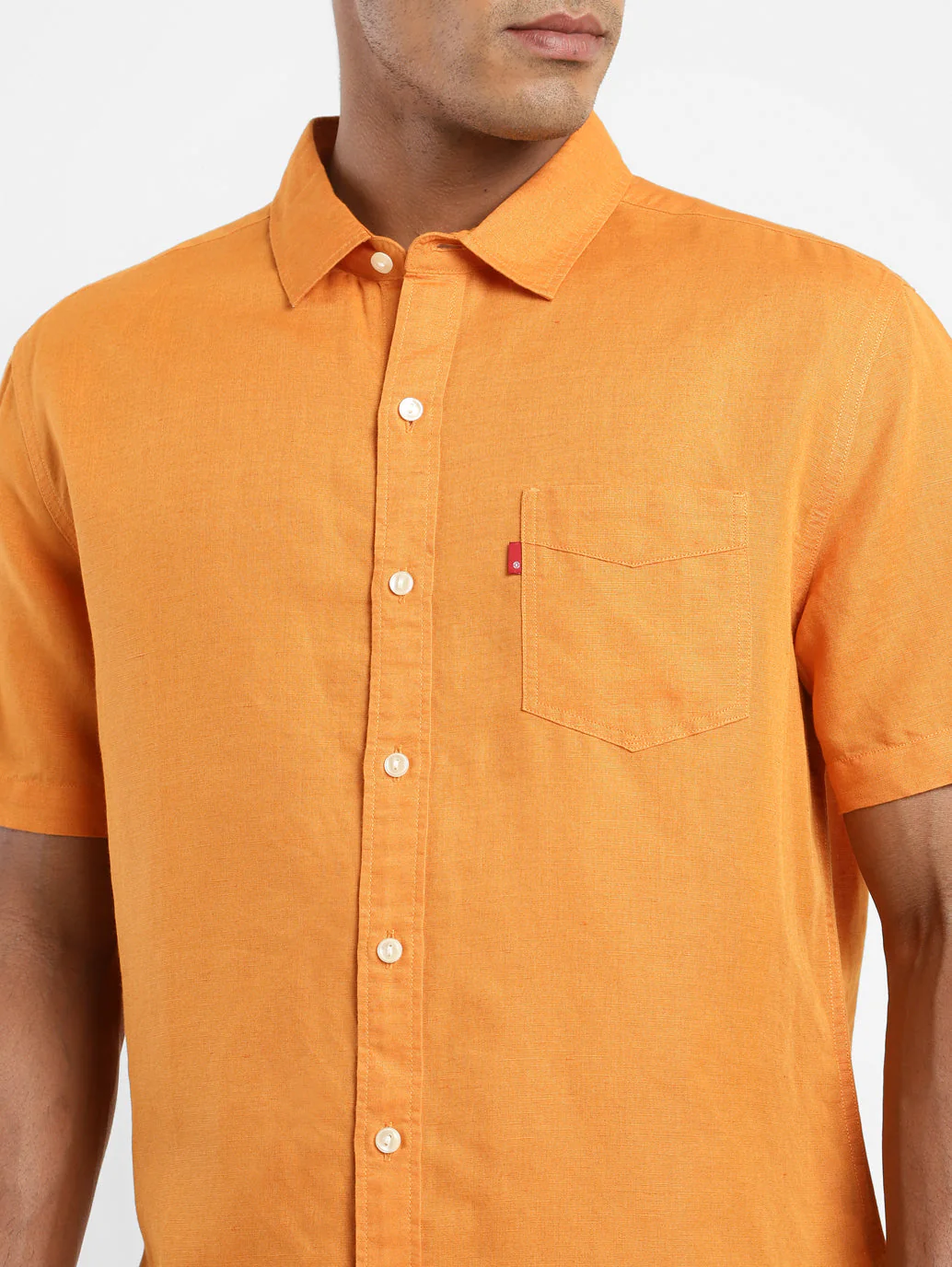 Men's Solid Spread Collar Linen Shirt - Image 5
