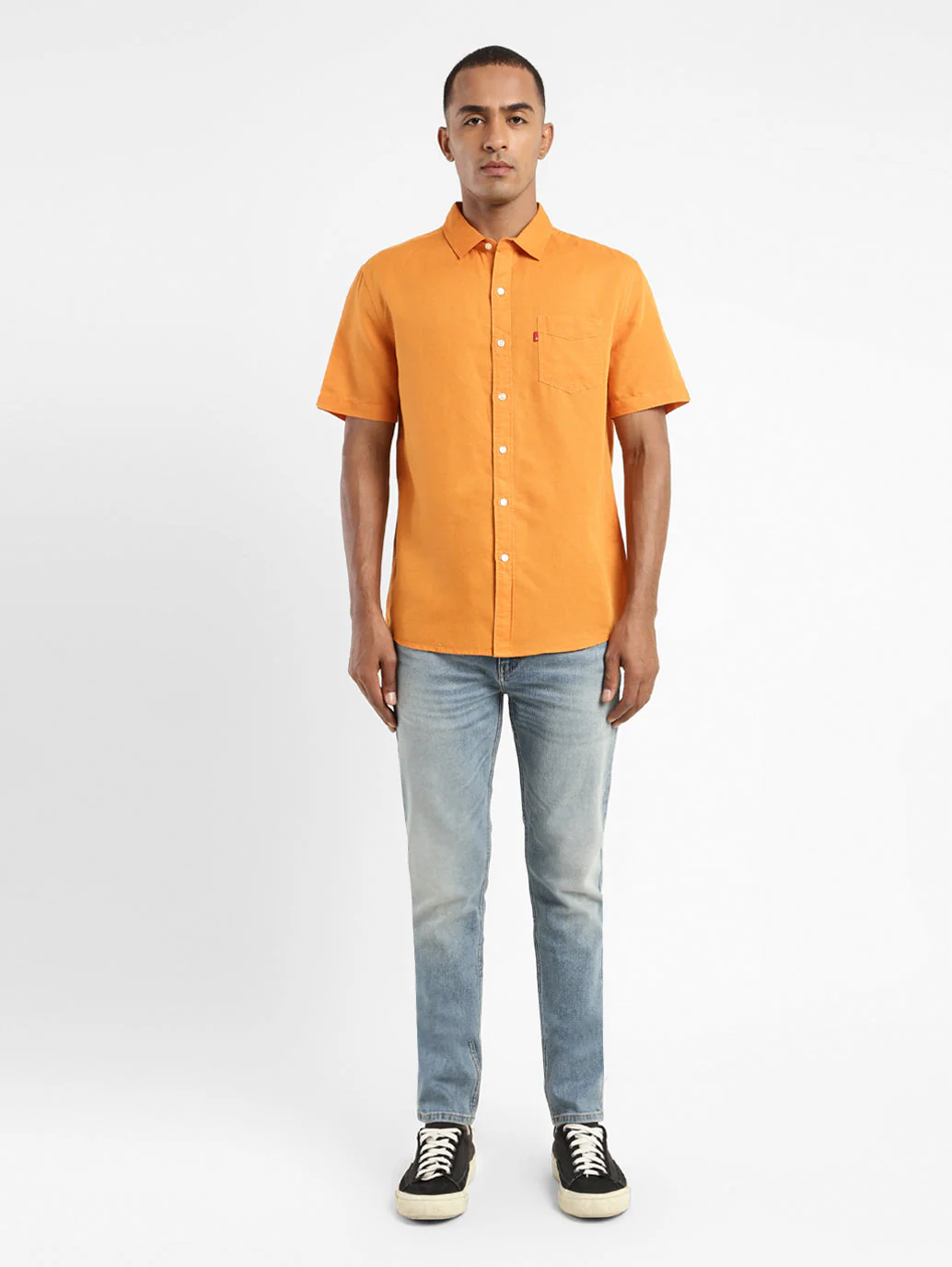 Men's Solid Spread Collar Linen Shirt - Image 6