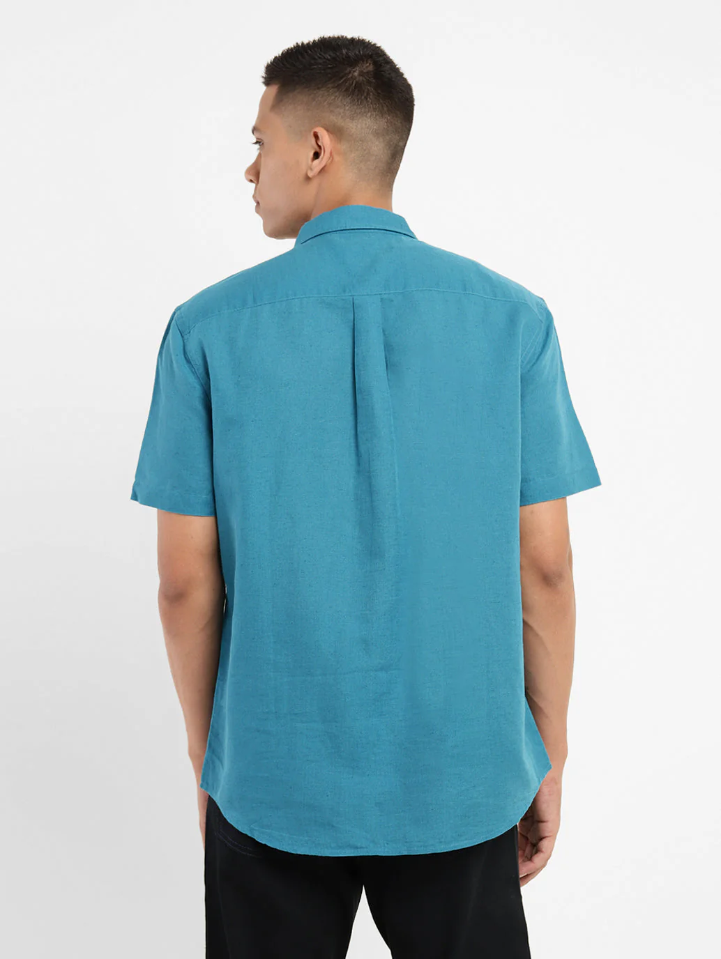 Men's Solid Spread Collar Linen Shirt - Image 3
