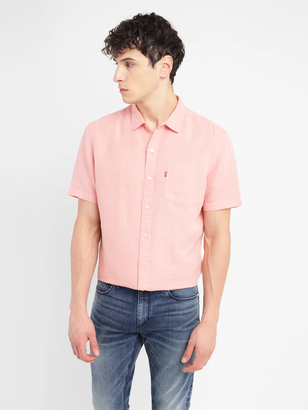 Men's Pink Solid Slim Fit Shirt - Image 5