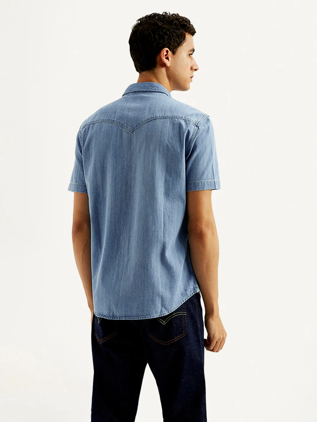 Men's Solid Slim Fit Denim Shirt - Image 2