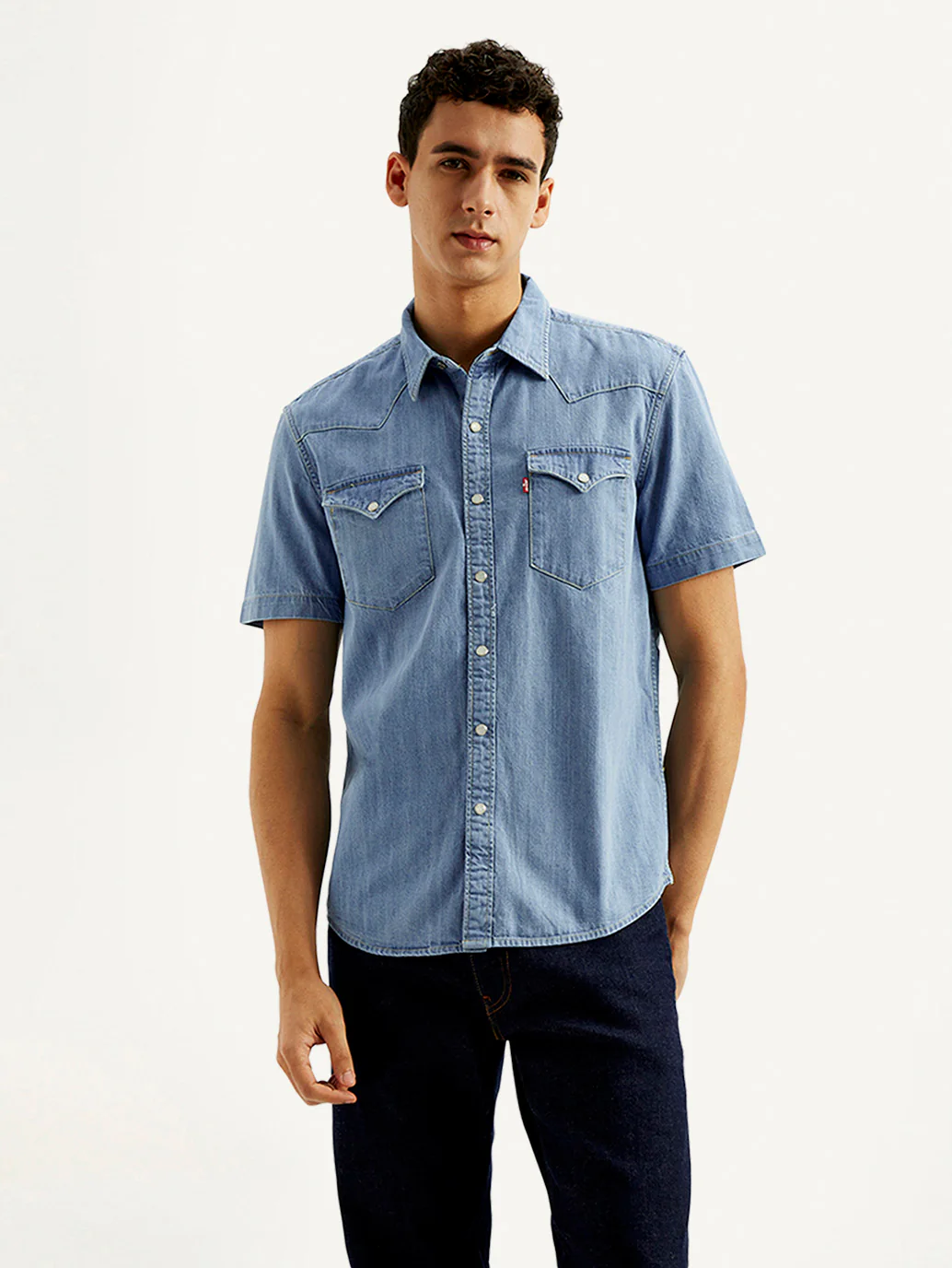 Men's Solid Slim Fit Denim Shirt - Image 5