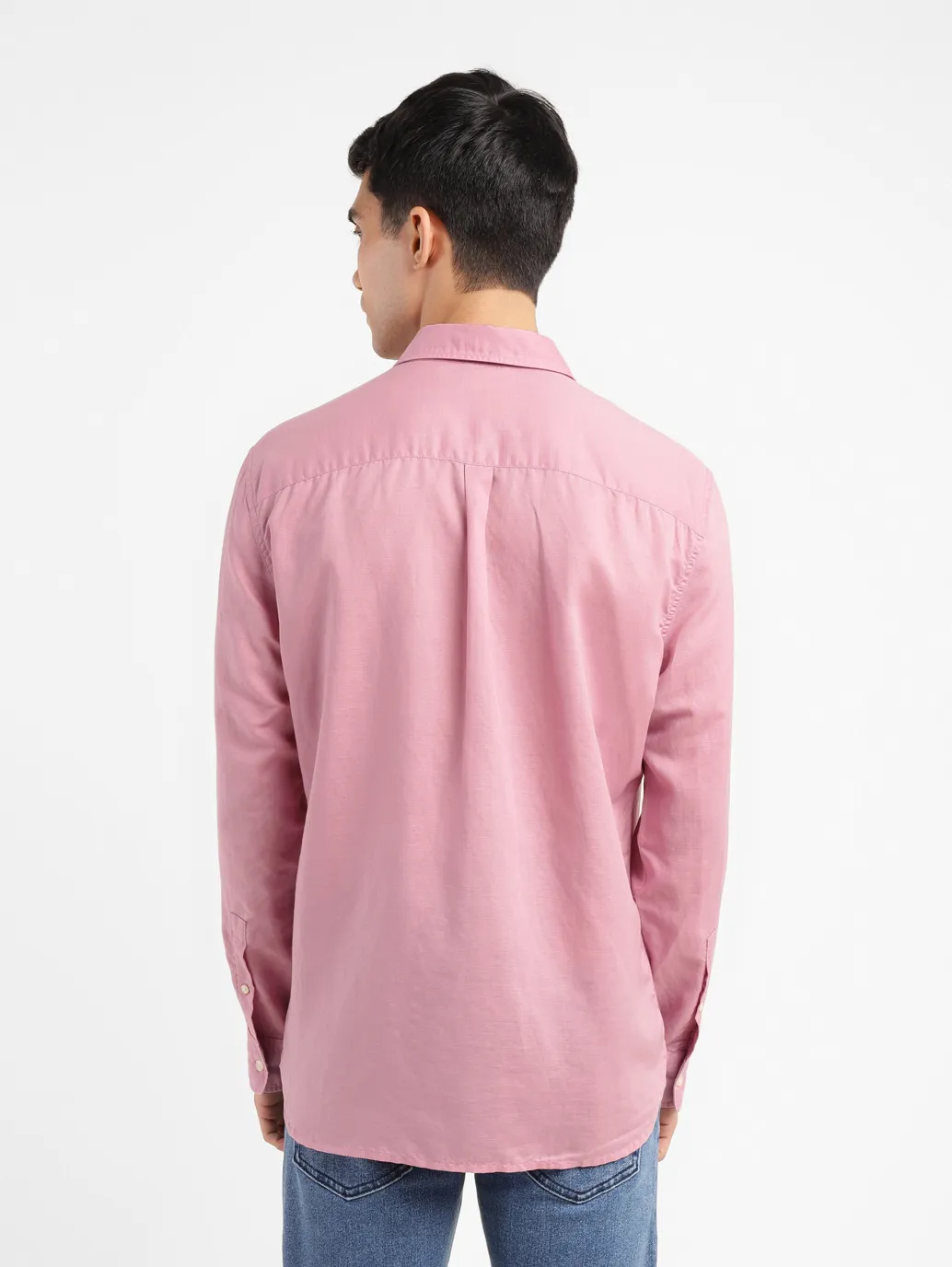 Men's Solid Slim Fit Linen Shirt - Image 3