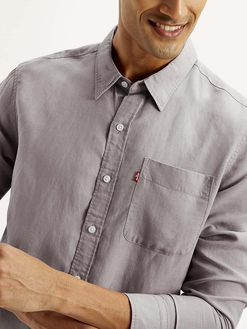 Men's Solid Slim Fit Linen Shirt - Image 4