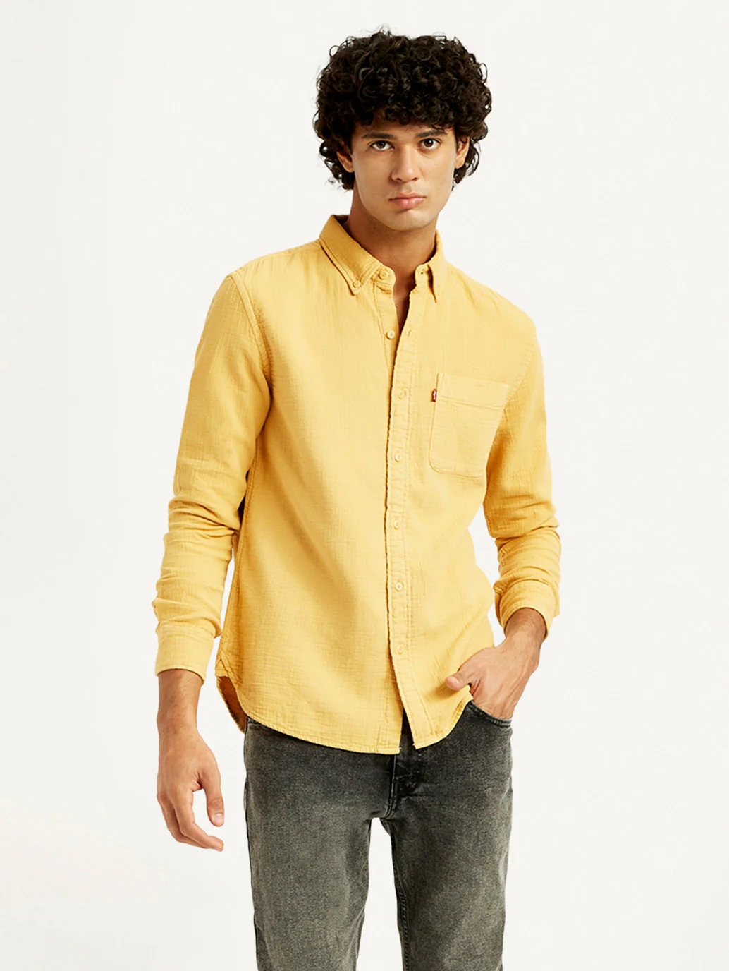 Men's Solid Overdyed Slim Fit Shirt - Image 2